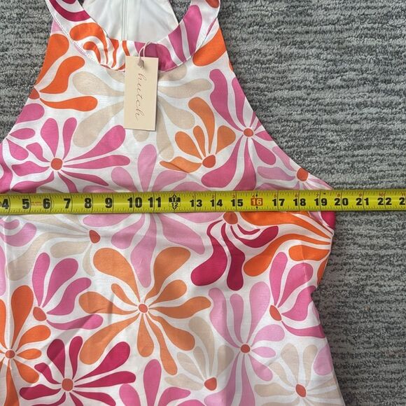 NWT Hutch Jones Halter Mini Dress |Anthropologie Power Flower Pink Large - Picture 8 of 14
